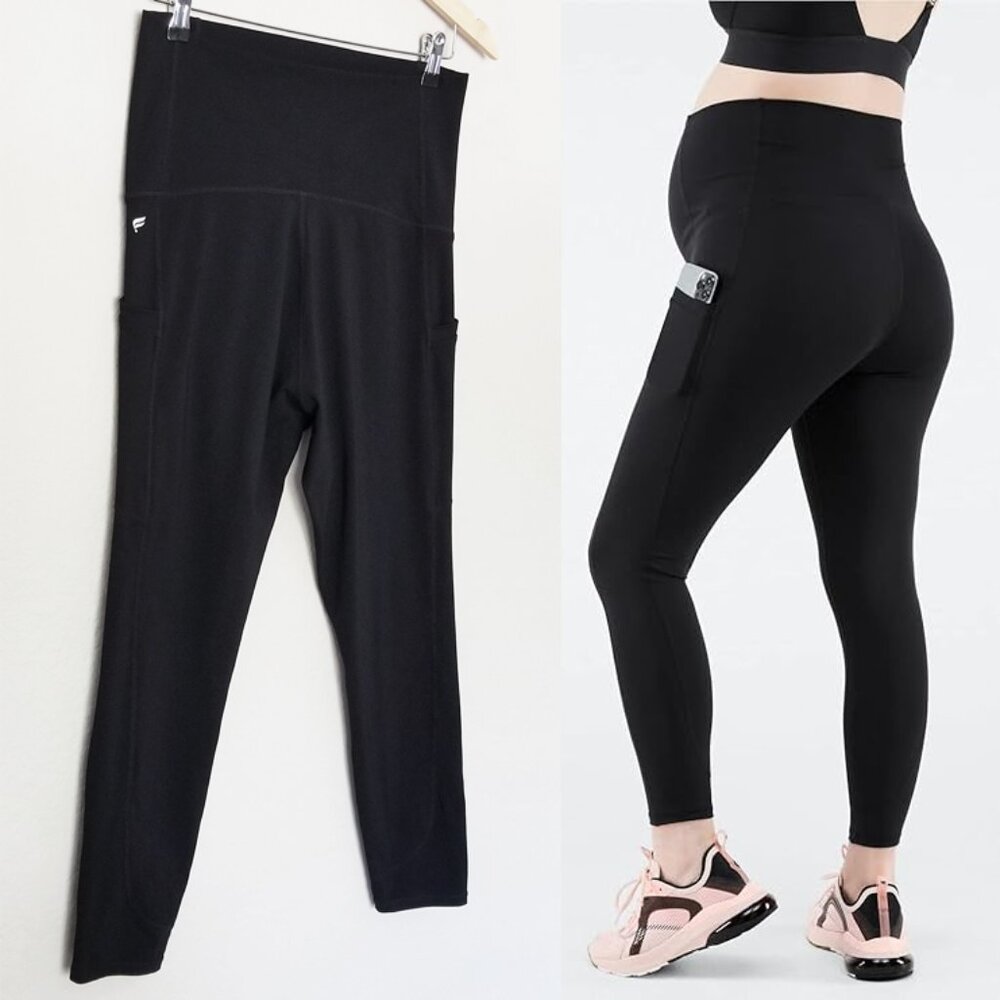 Fabletics Maternity High-Waisted PureLuxe 7/8 Legging Black Medium Comfort $95 - Picture 2 of 12